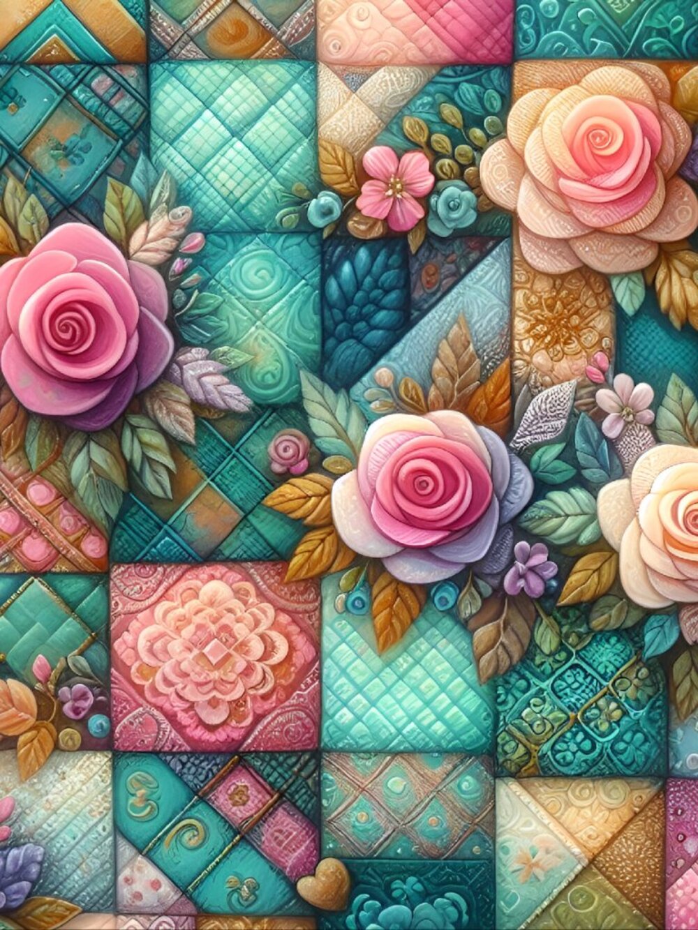 Quilted Patchwork Roses Tumbler - Picture 2 of 2